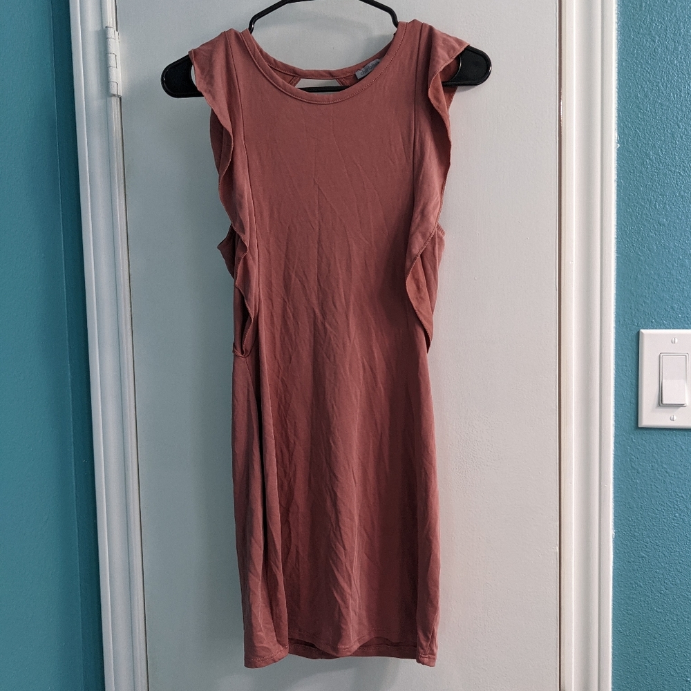 Dusty rose ruffle mini dress